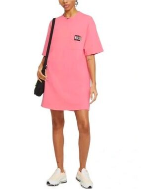 Nike Sportswear Small Retro 90s Washed T-Shirt Dress Pink Oversized Cotton Crew